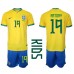 Brasilien Antony #19 Barnkläder Hemma matchtröja till baby VM 2022 Kortärmad (+ Korta byxor) Billigt